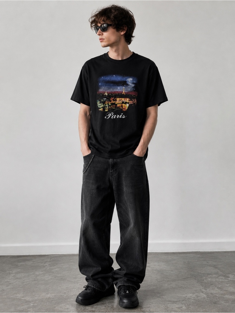Balenciaga FW17 Paris Skyline Tourist Souvenir graphic fT-Shirt Black S unisex